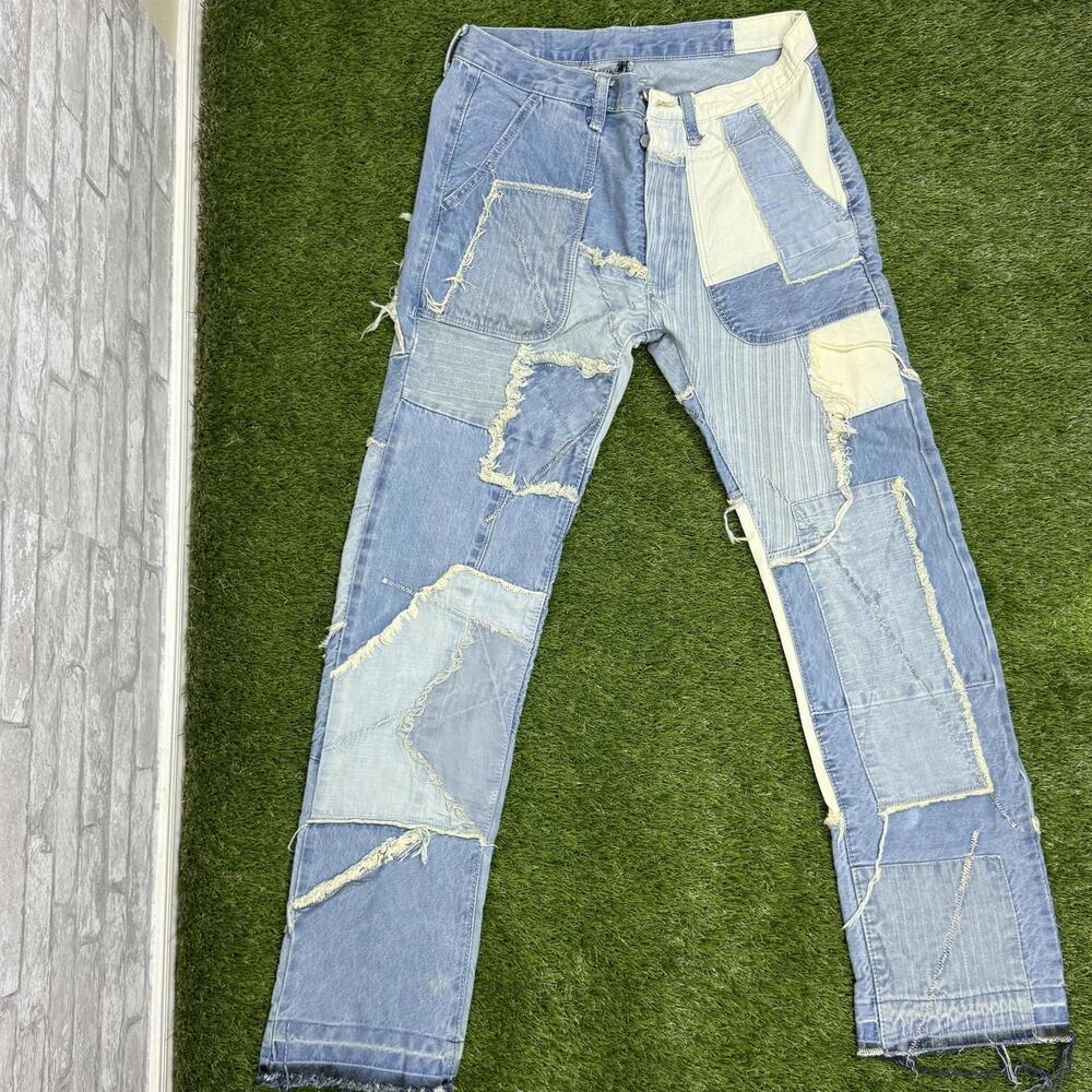 Patchwork Distressed Denim Jeans - image 3